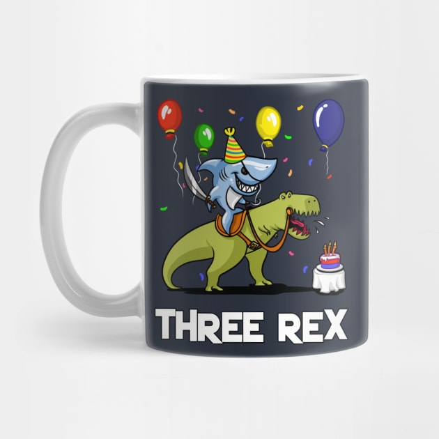 Three Rex Kids 3rd Birthday Shark Riding Dinosaur by underheaven